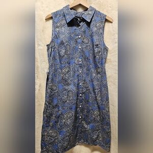 Tommy Hilfiger Women's Sleeveless Collared Button Front Tie Waist Size 10